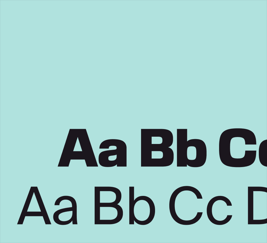 The refreshed typeface set as a two-line specimen, bold above regular