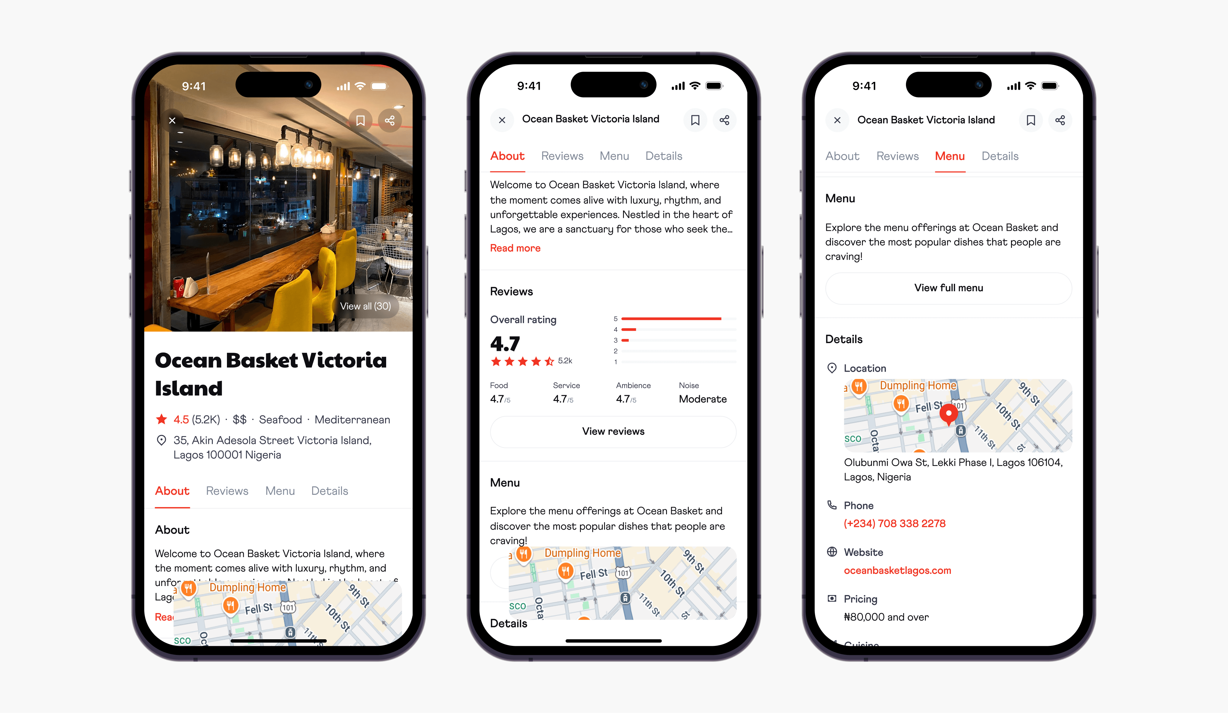 Bitescout restaurant details screen