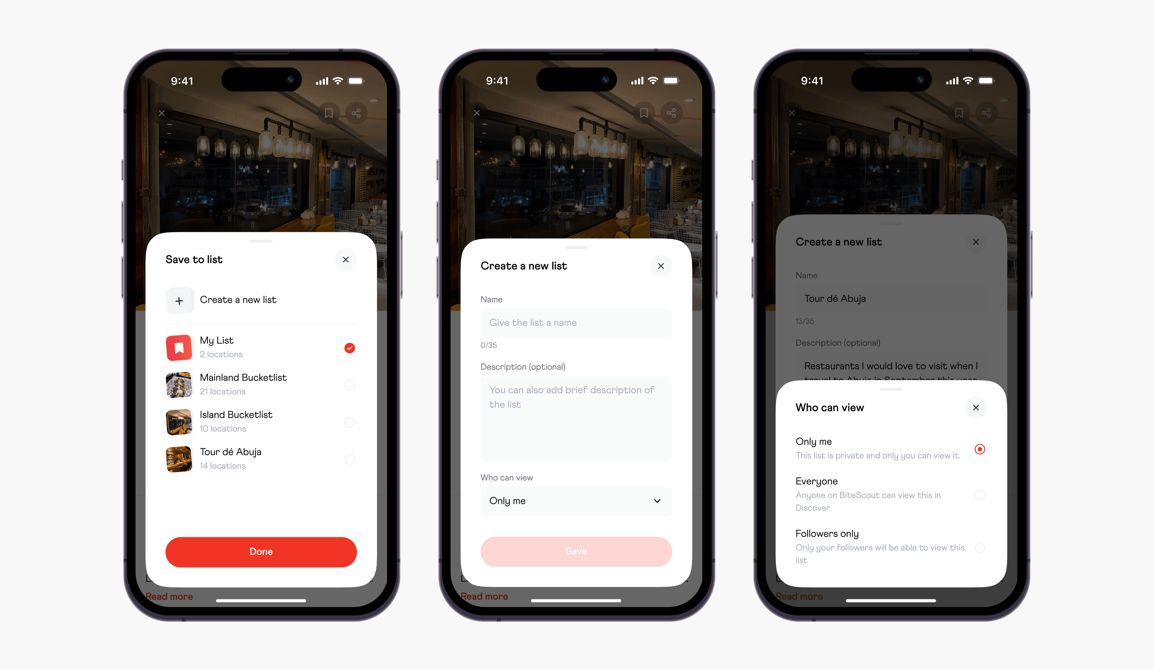 Bitescout save to list flow