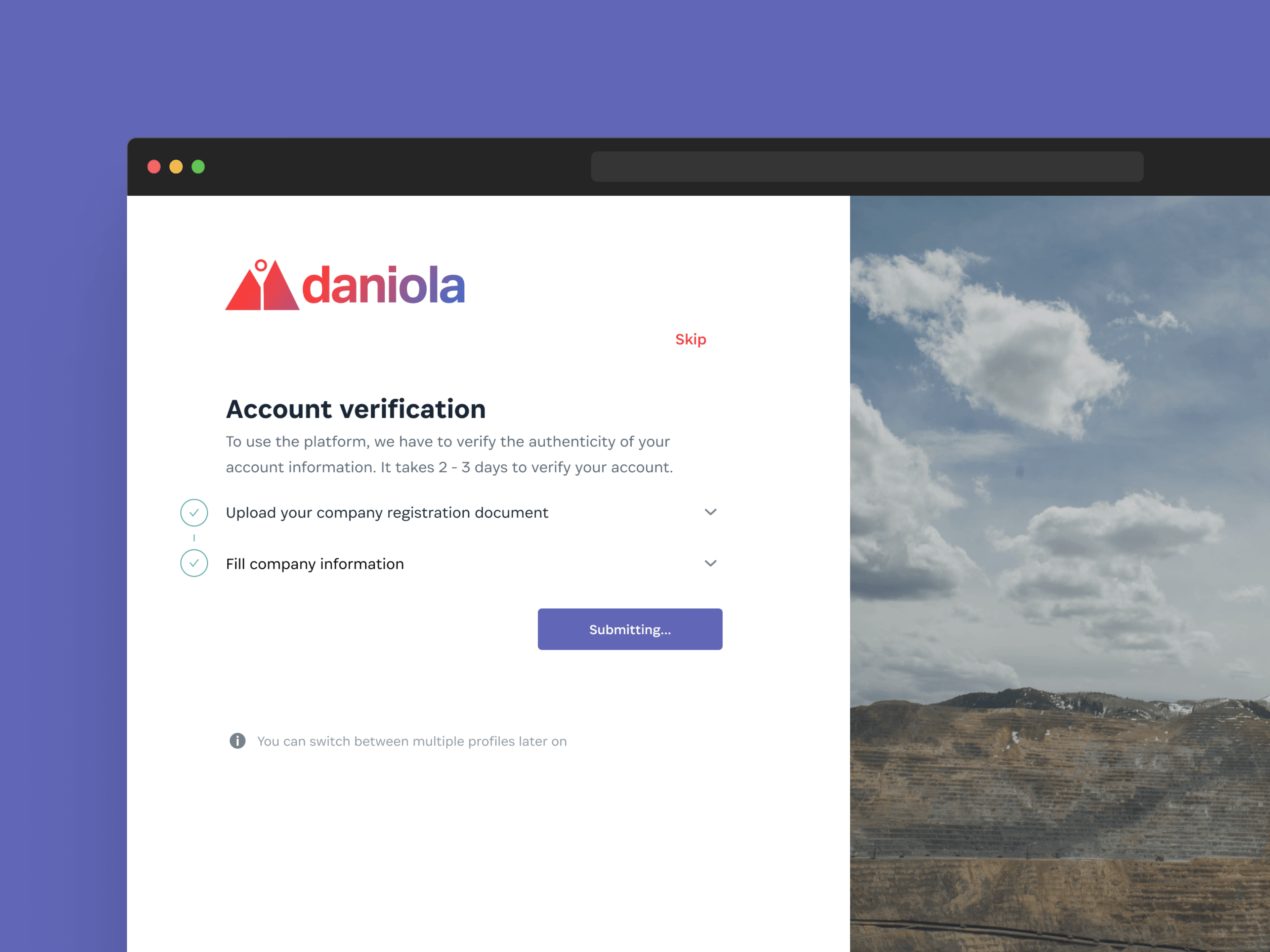 Daniola account verification after documents are submitted