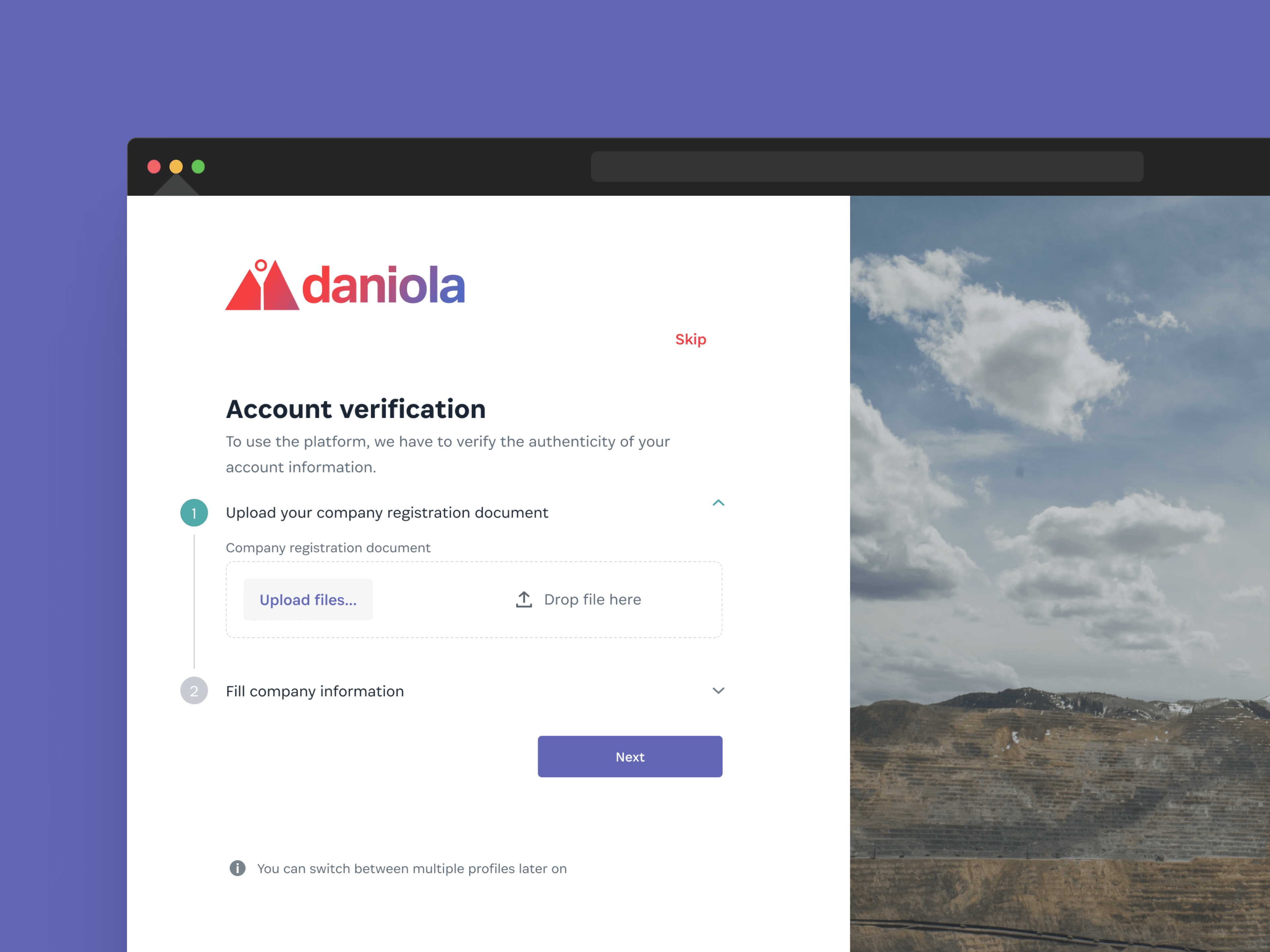 Upload company registration and memorandum documents for verification